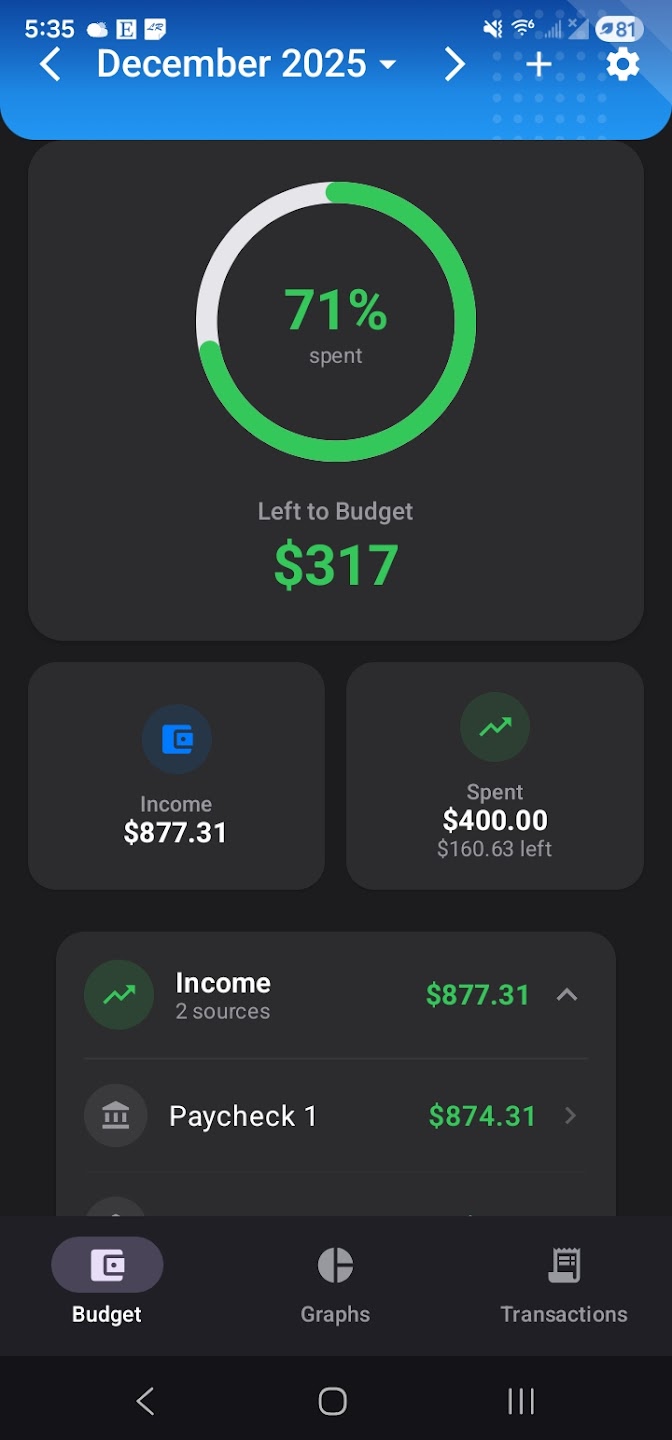Simple Offline Budget app screenshot